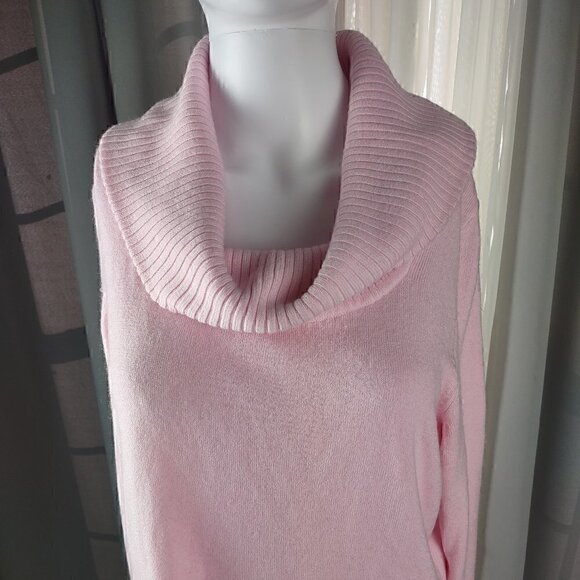 Kim Rogers Signature Womens Cowl Neck Pink Long Sleeve Sweater Size Medium - Picture 2 of 10
